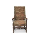 A French walnut framed open armchair19th century