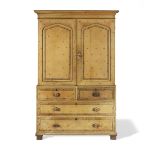 A Victorian painted simulated bamboo linen press