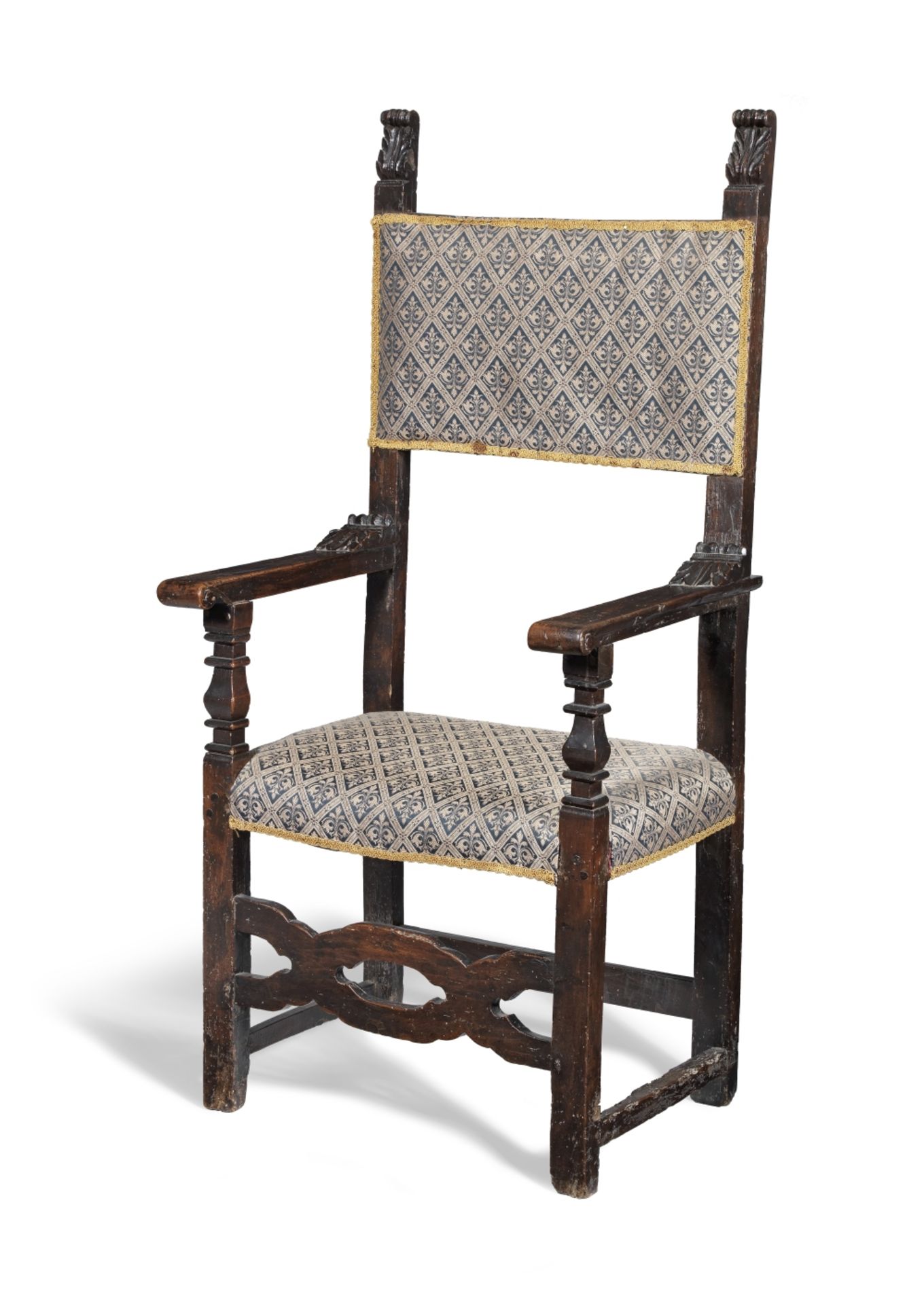 A Spanish walnut open armchair Late 17th / early 18th century