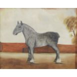 British School (Early 20th Century) A grey heavy horse, possibly a Percheron, together with four ...