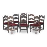A harlequin set of eight carved oak side chairs or 'joined backstools' Late 17th century and late...