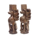 A pair of Elizabeth I / James I carved oak pillar supports (2)