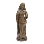 A carved oak Flemish figure of the Archangel Gabriel Late 16th or early 17th century