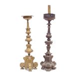 A 19th century carved giltwood candlestick (2)