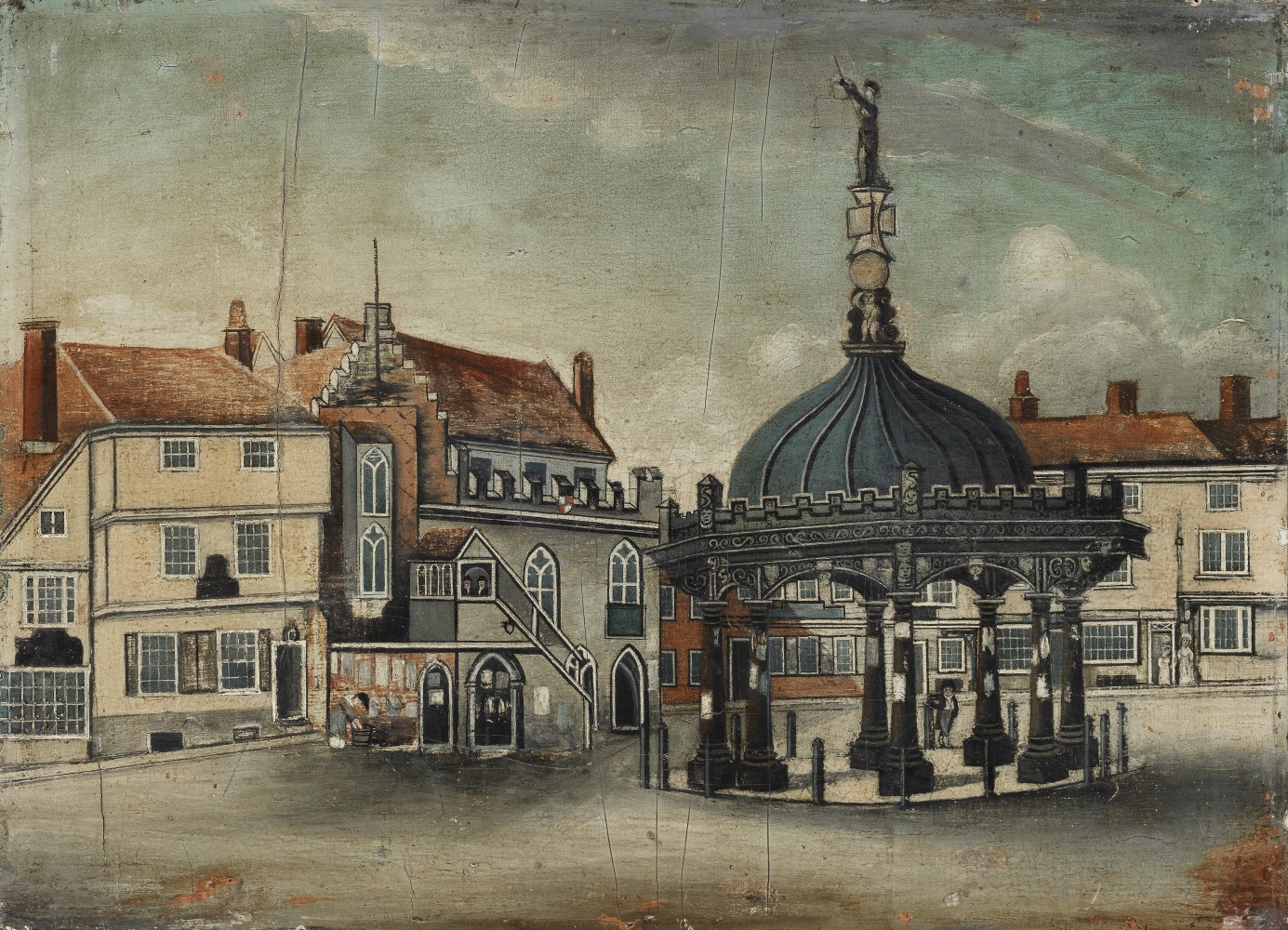 English School (18th Century) Ipswich Market Cross Unframed