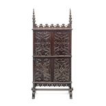 Victorian oak Gothic panelled screen
