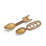 A Welsh early 19th century love spoon, together with another (2)