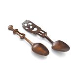 A Welsh late 18th century love spoon, together with another (2)