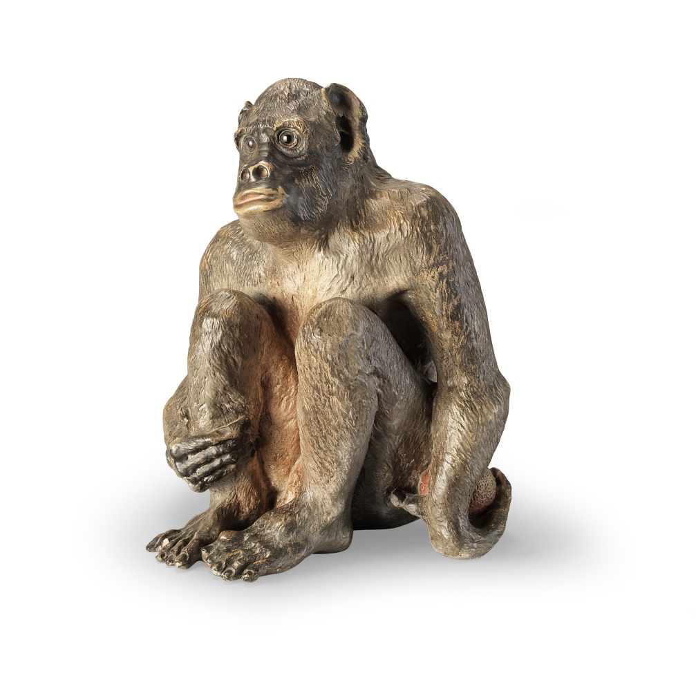 A painted terracotta model of a monkey Early 20th century