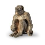 A painted terracotta model of a monkey Early 20th century