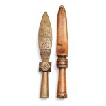 A Victorian carved needle sheath (2)