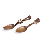 A Welsh late 18th century love spoon, together with another (2)