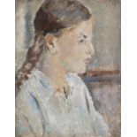 Dame Ethel Walker A.R.A., R.B.A., R.P., D.B.E. (British, 1861-1951) Girl with Pigtails 35.5 x 27....