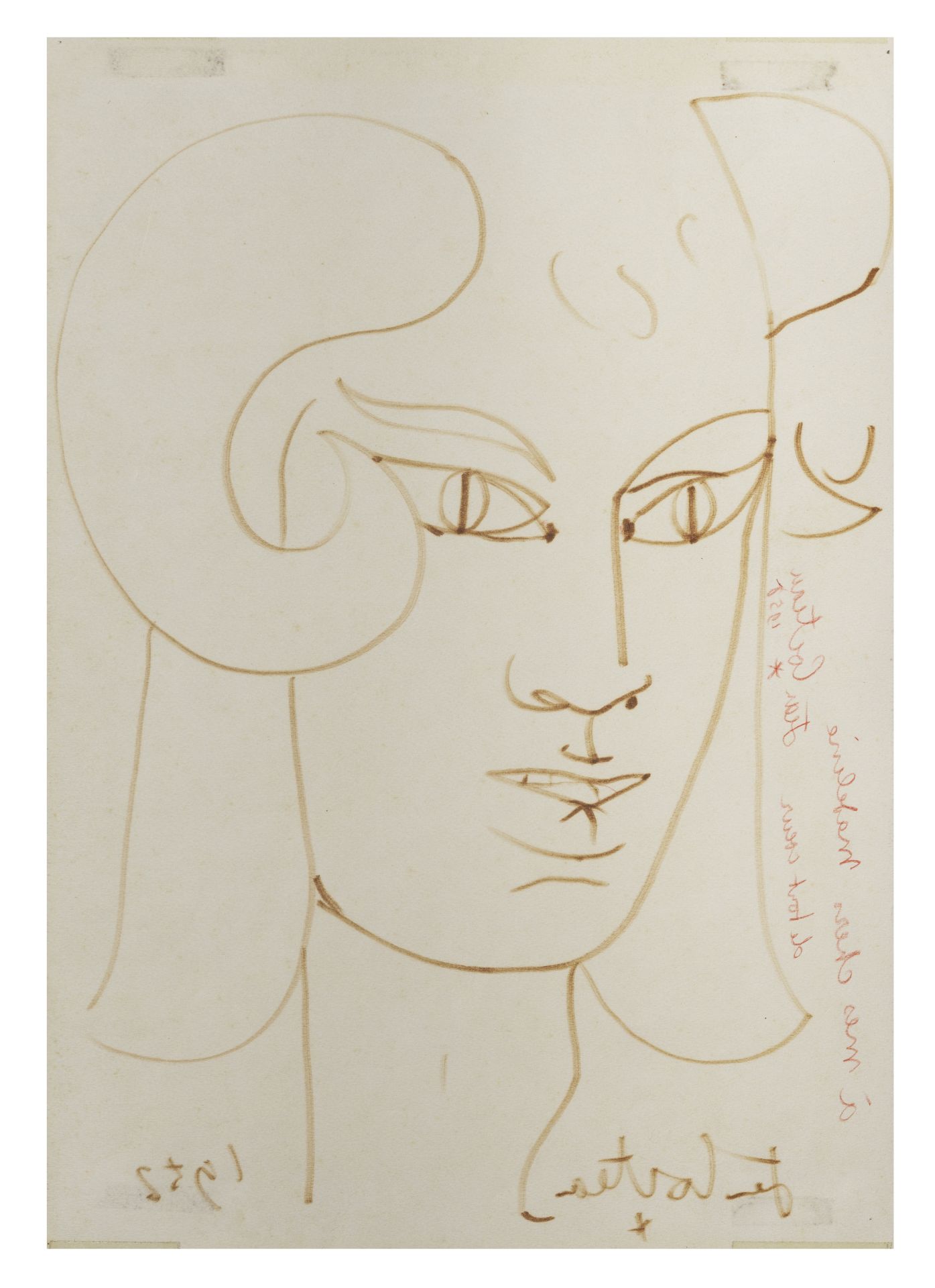 JEAN COCTEAU (1889-1963) Faune s&#233;ducteur aux cornes blanches - Image 2 of 2