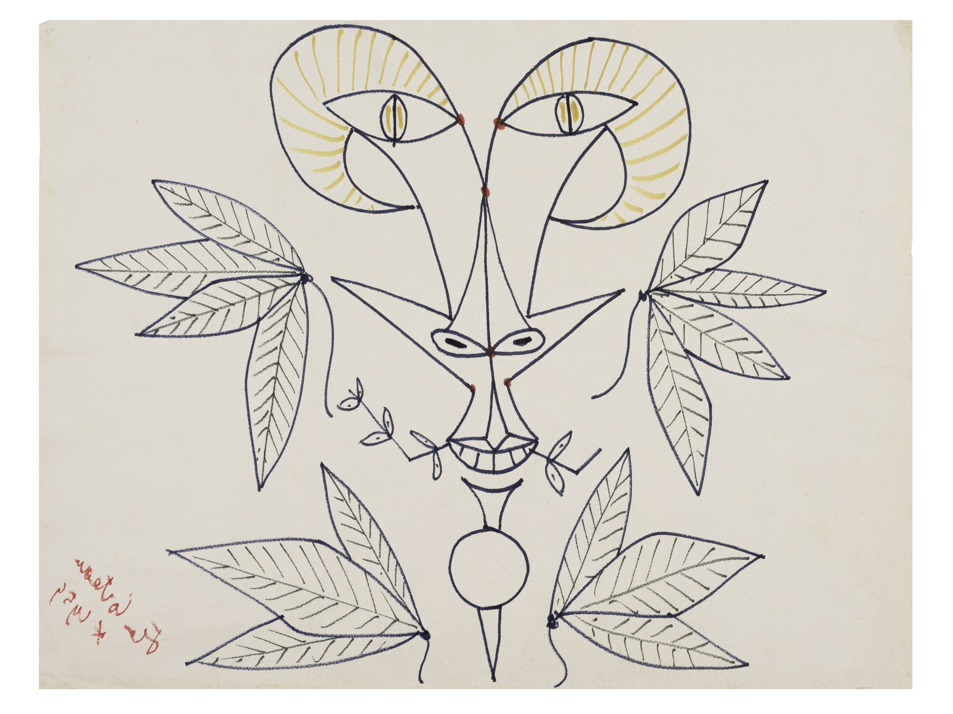 JEAN COCTEAU (1889-1963) Ch&#232;vre-pied &#224; la brindille