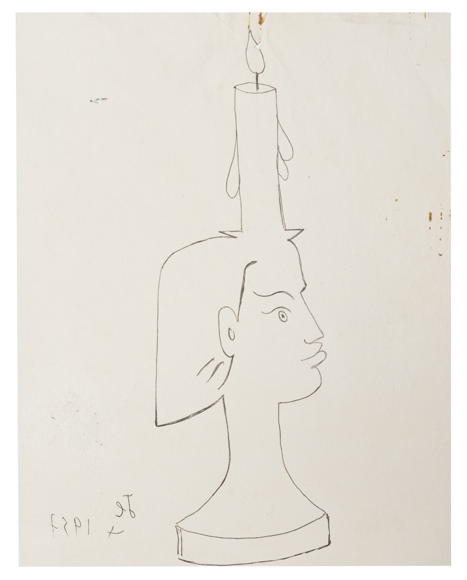 JEAN COCTEAU (1889-1963) Femme &#224; la chandelle