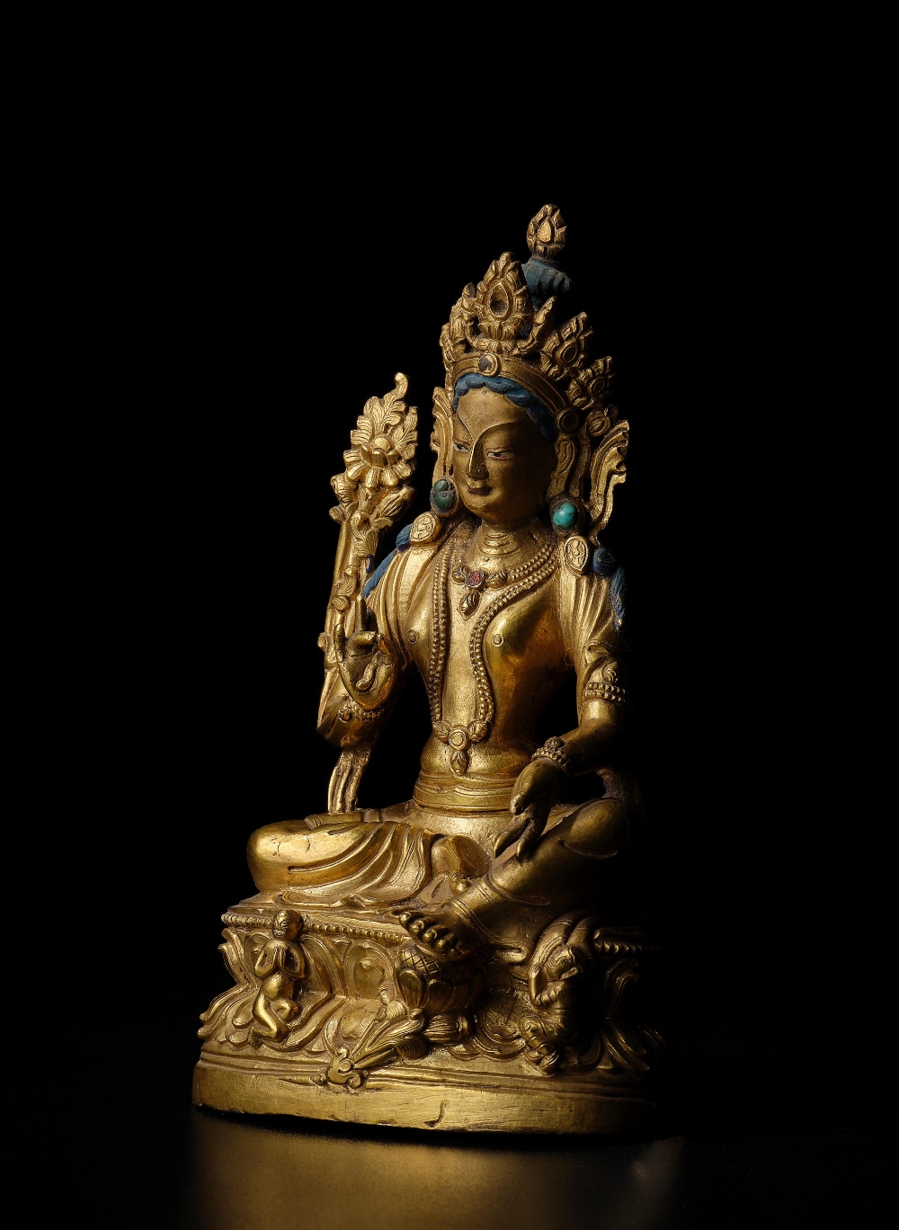 STATUETTE DE TARA VERTE EN ALLIAGE DE CUIVRE DOR&#201; DYNASTIE QING, XVIIIE/XIXE SI&#200;CLE - Bild 2 aus 2