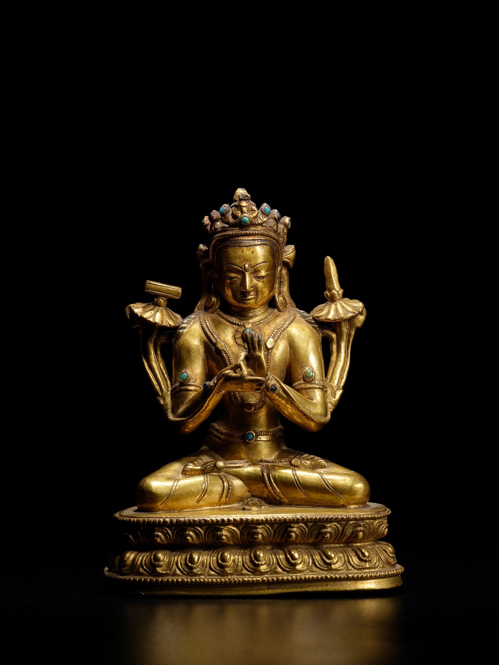 STATUETTE DE MANJUSHRI EN ALLIAGE DE CUIVRE DOR&#201; TIBET, XIVE SI&#200;CLE - Image 2 of 3