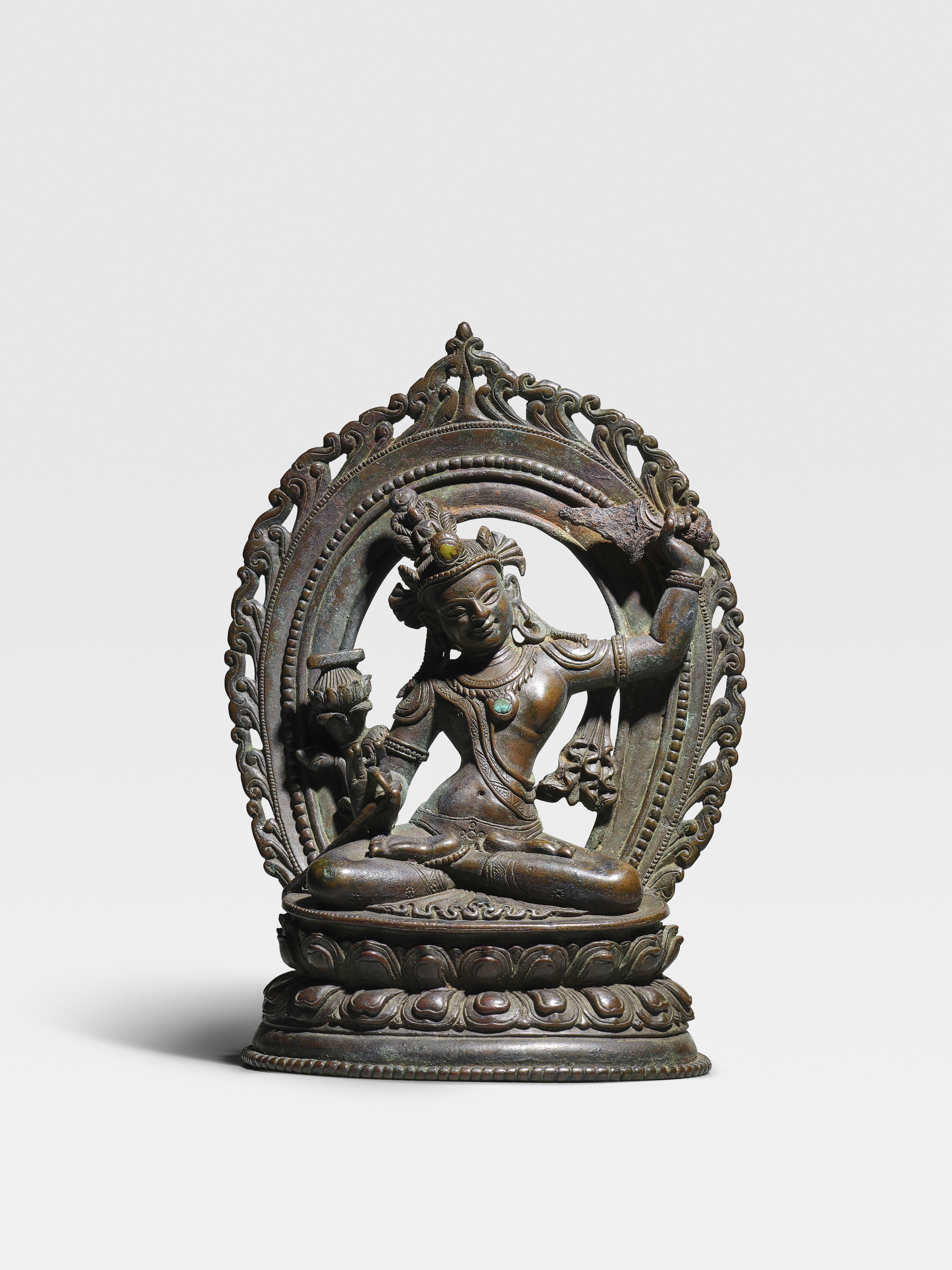 STATUETTE DE MANJUSHRI EN ALLIAGE DE CUIVRE DYNASTIE QING, RENAISSANCE PALA, XVIIIE SI&#200;CLE