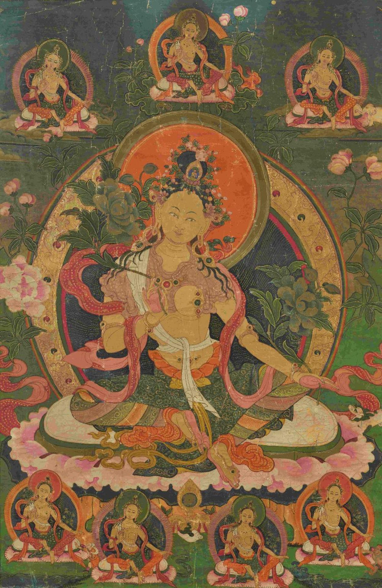 ENSEMBLE DE DEUX TANGKAS REPR&#201;SENTANT TARA ET VAJRASATTVA TIBET, XIXE SI&#200;CLE - Image 2 of 3