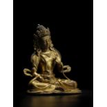 STATUETTE DE BODHISATTVA EN ALLIAGE DE CUIVRE DOR&#201; TIBET, XVIE/XVIIE SI&#200;CLE