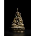 STATUETTE DE PADMASAMBHAVA EN LAITON BHOUTAN, XIXE SI&#200;CLE