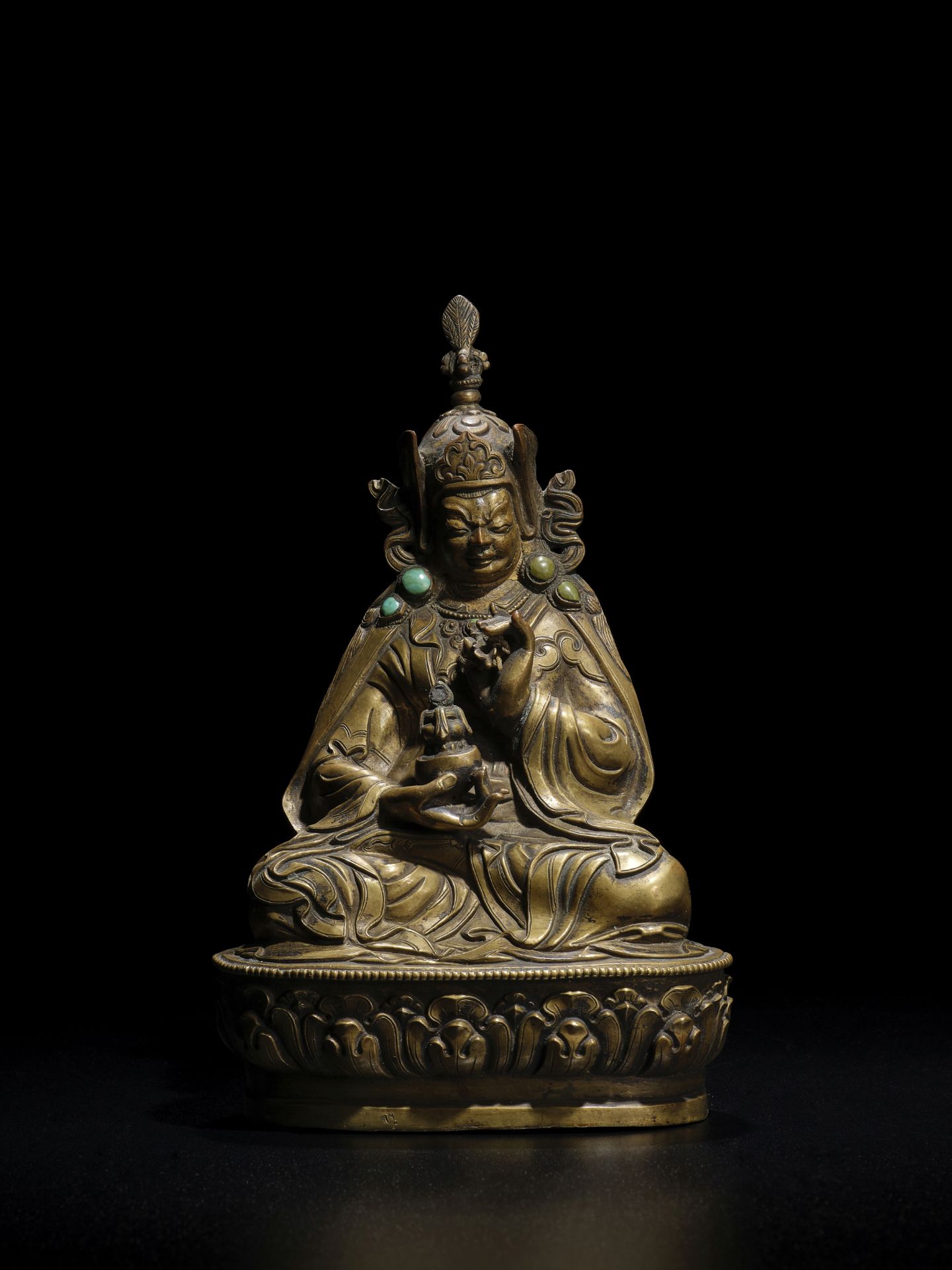 STATUETTE DE PADMASAMBHAVA EN LAITON BHOUTAN, XIXE SI&#200;CLE