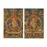 ENSEMBLE DE DEUX TANGKAS REPR&#201;SENTANT TARA ET VAJRASATTVA TIBET, XIXE SI&#200;CLE