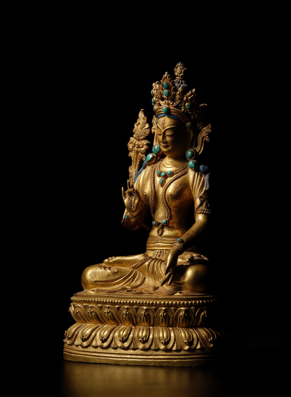 STATUETTE DE TARA BLANCHE EN ALLIAGE DE CUIVRE DOR&#201; DYNASTIE QING, XVIIIE/XIXE SI&#200;CLE - Image 2 of 2