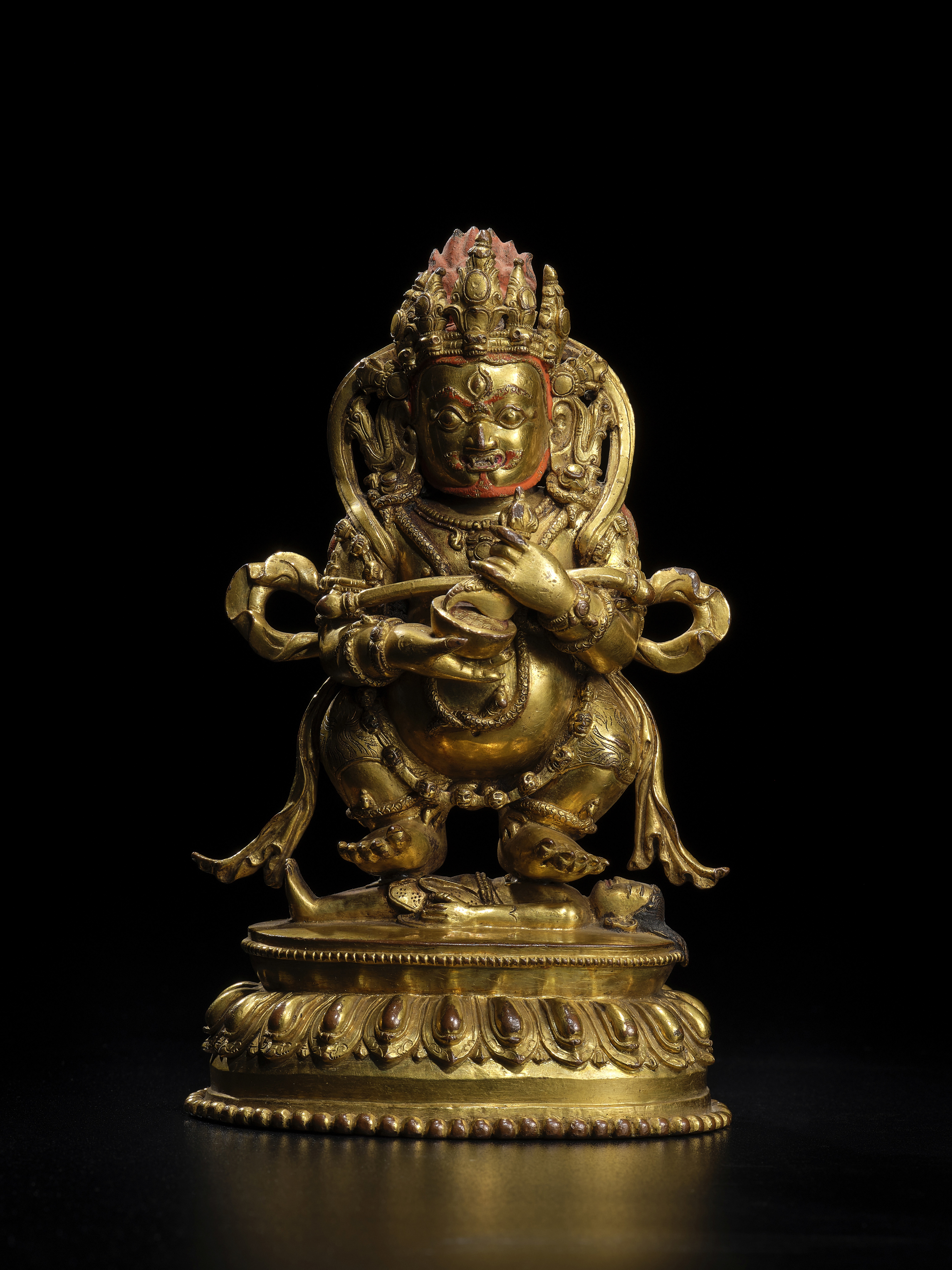 STATUETTE DE PANJARANATA MAHAKALA EN ALLIAGE DE CUIVRE DOR&#201; TIBET, XIVE SI&#200;CLE