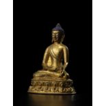 STATUETTE DE BOUDDHA DE M&#201;DECINE EN ALLIAGE DE CUIVRE DOR&#201; TIBET, XVE SI&#200;CLE