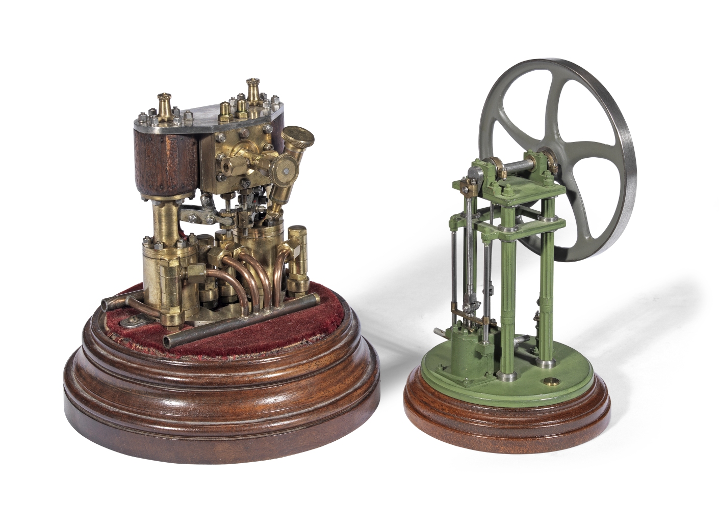 TWO SMALL VERTICAL STEAM ENGINES, ENGLISH, 20TH CENTURY, (2)