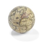 A 1-INCH MINIATURE TERRESTRIAL GLOBE, ATTRIBUTED TO CARL BAUER, GERMAN, EARLY 19TH CENTURY,