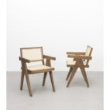 Pierre Jeanneret Pair of 'office cane' armchairs, model no. PJ-SI-28-B, designed for the administ...