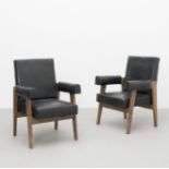 Le Corbusier and Pierre Jeanneret Two 'Advocate and Press' armchairs, model no. LC/PJ-SI-41-A, de...