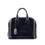 Louis Vuitton: a Black Electric Epi Leather Alma PM 2011 (includes padlock and cloche)