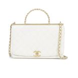 Chanel: a White Quilted Calfskin Chain Top Handle Flap Bag 2020 (includes serial sticker, care bo...
