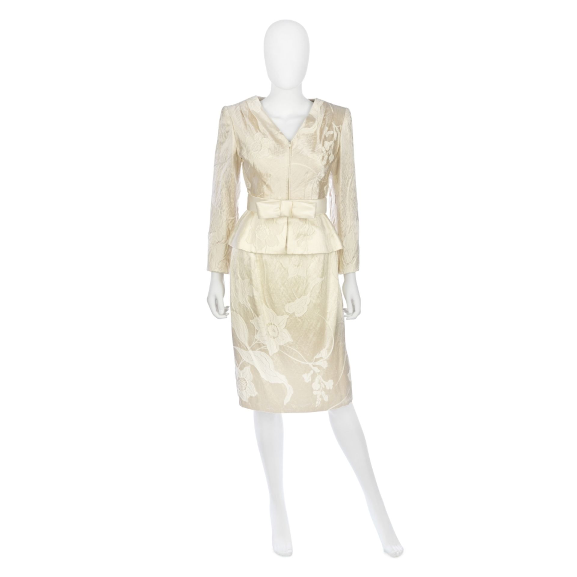 Valentino Couture: an Ivory Floral Jacquard Silk Skirt Suit Spring/Summer 2005 (includes copy of ...
