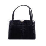 Gucci: a Black Baby Crocodile Top Handle Bag 1960s