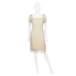 Valentino Couture: a Pleated and Embellished Beige Silk Dress Autumn/Winter 2006 (includes copy o...