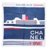 Chanel: a Blue and Pink Cruise Line Silk Scarf Cruise 2019