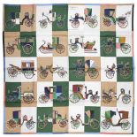 Herm&#232;s: a 'Voitures Exquises' Silk Scarf Limited edition 2022 for the Queen's Platinum Jubil...