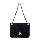 Chanel: a Black Perforated Leather 'Up In The Air' Flap Bag Spring 2013 (includes serial sticker)