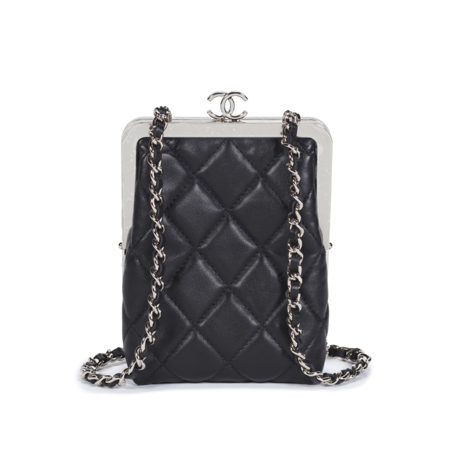 Chanel: a Black Kiss Plexi Clutch with Chain Cruise 2021 (includes serial sticker, authenticity c...