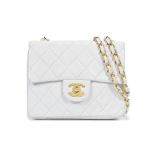 Chanel: a White Quilted Leather Mini Square Flap Bag 1991-94 (includes serial sticker, authentici...