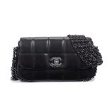 Chanel: a Black Square Quilted Multi-Chain Flap Bag 2003-4 (includes serial sticker, authenticit...