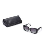 Chanel: a Pair of Black Rectangular Sequin Sunglasses 2021 (Includes case, cleaning cloth, bookle...