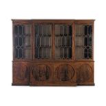 A mahogany breakfront library bookcase 19th century in the George III style