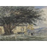 David Cox Snr. O.W.S. (British, 1783-1859) The ancient yew tree, Beddgelert churchyard