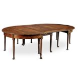 A mahogany and satinwood strung dining table 18th century and later